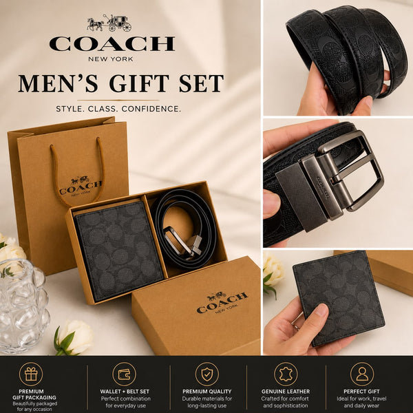 COACH Men’s Premium Wallet & Belt Gift Set