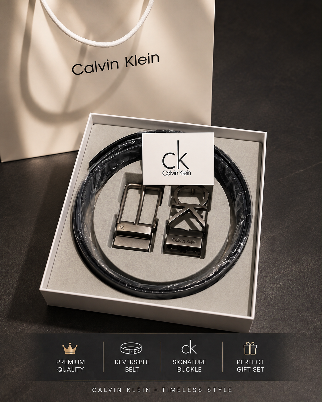 Calvin Klein Premium Reversible Belt Gift Set