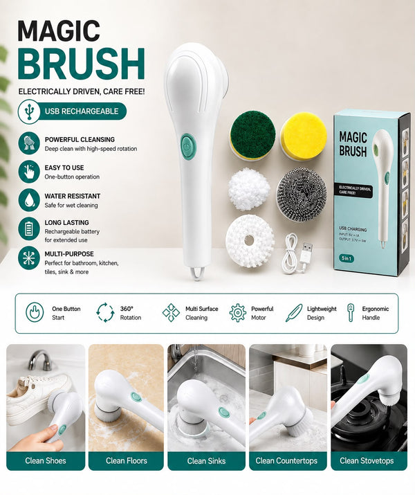 Magic Brush – 5-in-1 Rechargeable Electric Cleaning Brush